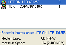 LiteOn LTR-32123S lowers recording speed down to 16x